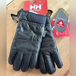 NWT Helly Hansen Black Leather Piste Ski Insulated Gloves